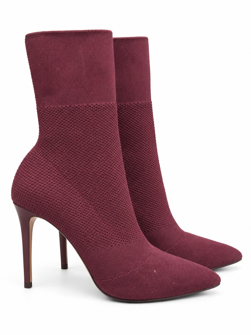 Steve Madden Burgundy Pointed-Toe Sock Stiletto Booties